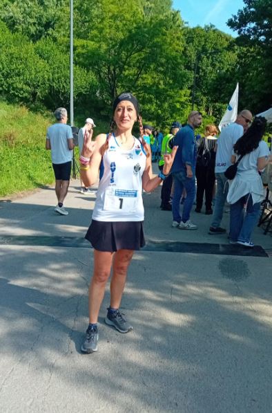 Emanuela Moauro prima della partenza del 51° campionato Nazionale di Corsa Campestre delle Polizie Locali