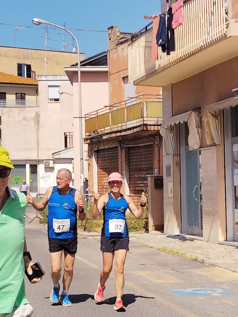 Piero Marinelli e Barbara Amendola durante la competizione podistica