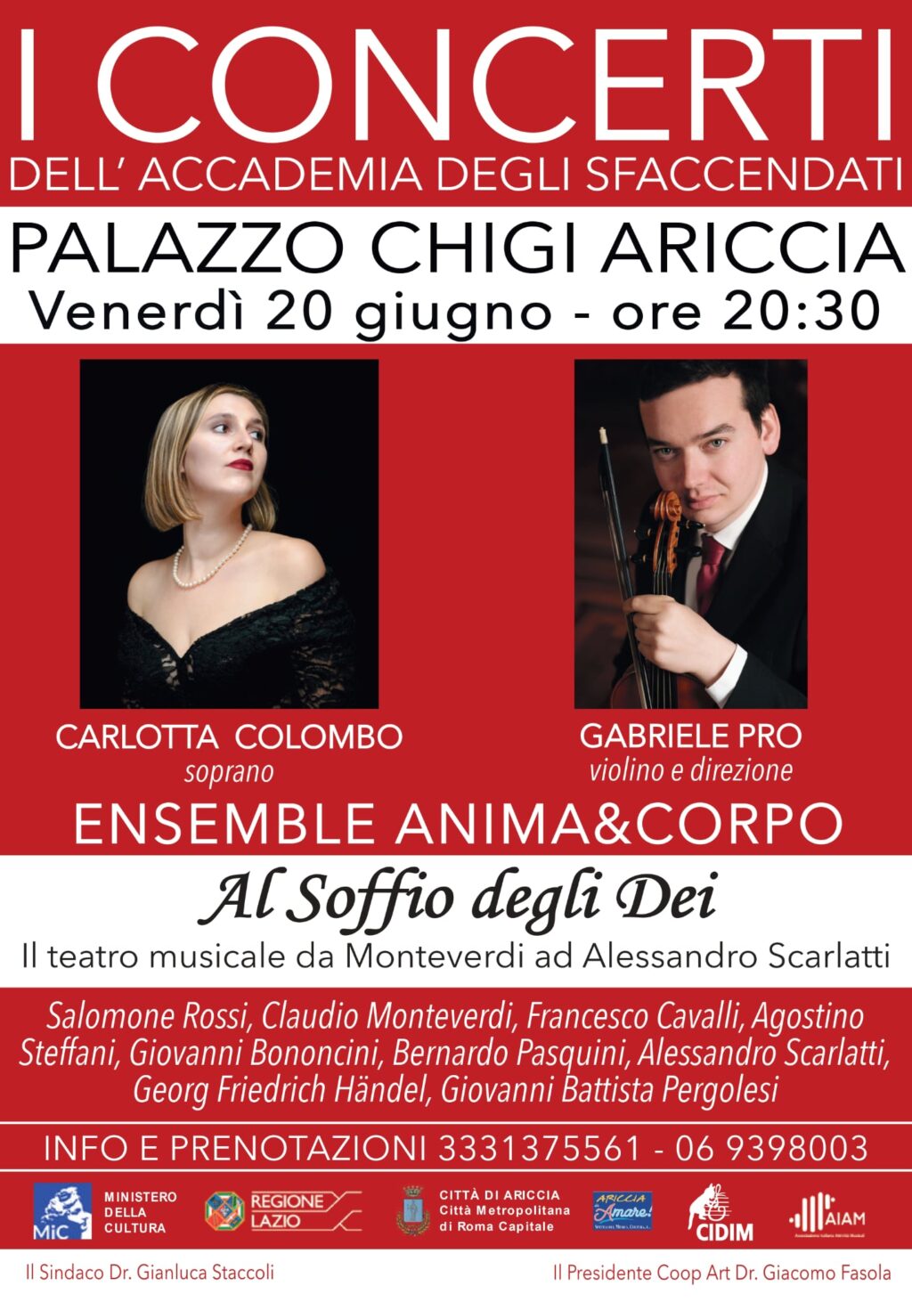 Ensemble barocco in concerto a Palazzo Chigi di Ariccia durante un evento culturale