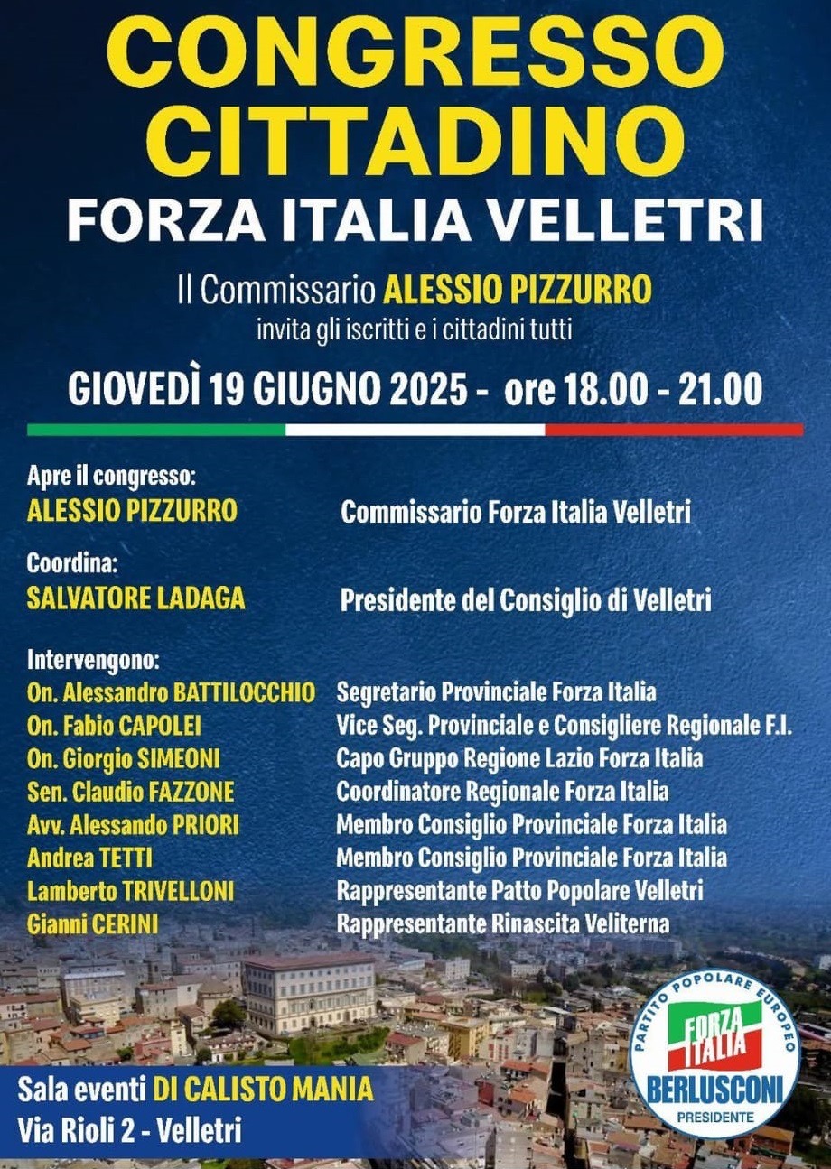 A Velletri il Congresso Cittadino di Forza Italia 2025