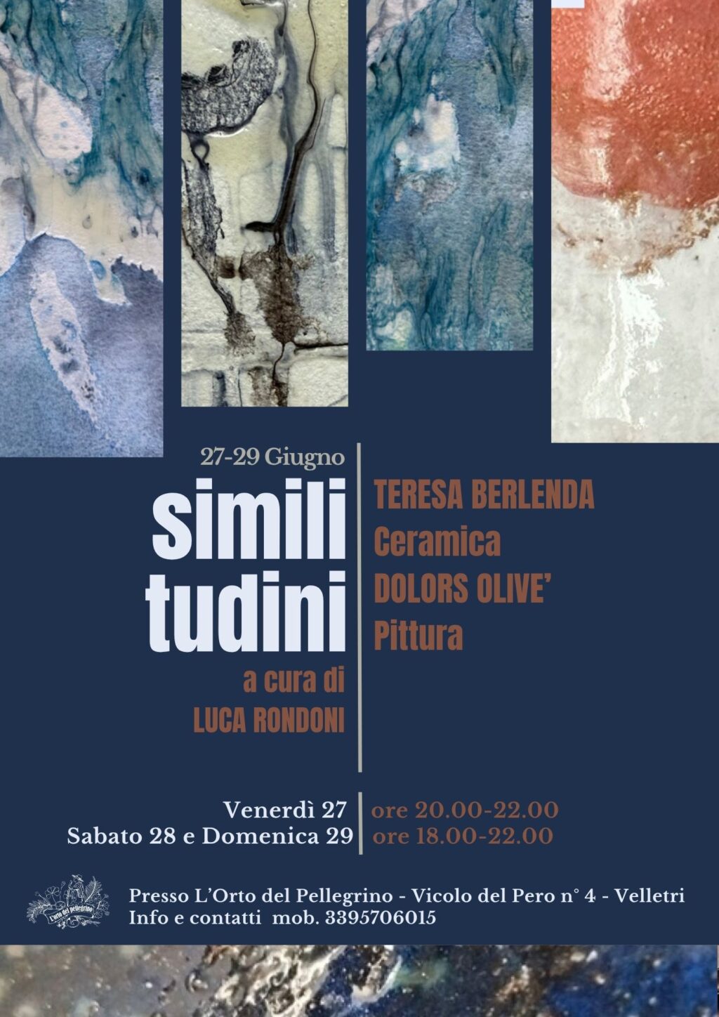 Locandina dell’evento artistico “Similitudini” a Velletri con opere di Teresa Berlenda e Dolors Olivé