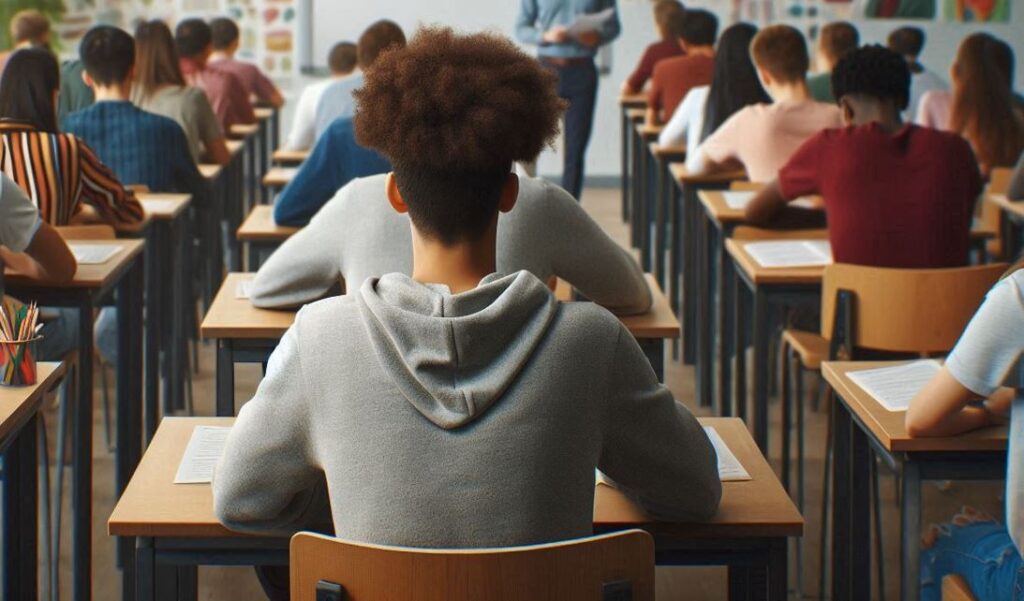Studenti impegnati durante una prova scritta dell’Esame di Maturità.
