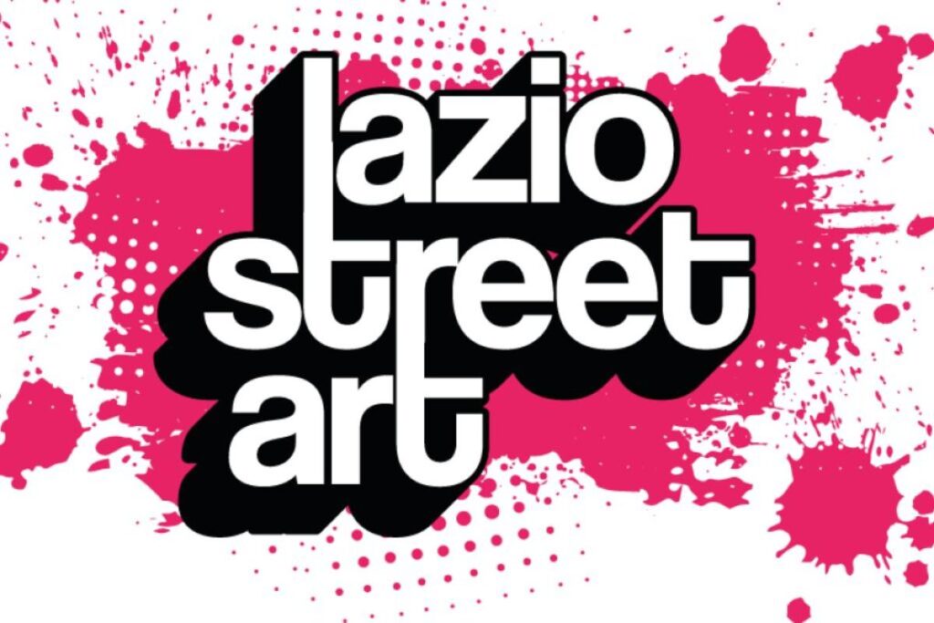 Logo Portale Lazio Street Art con effetto spray rosa e nero