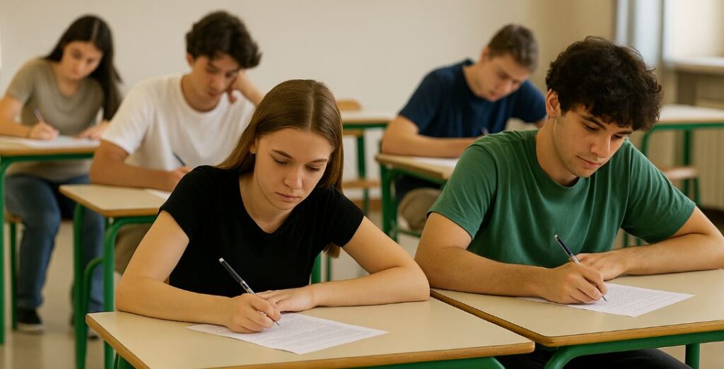 Studenti italiani impegnati nella prima prova scritta della Maturità 2025