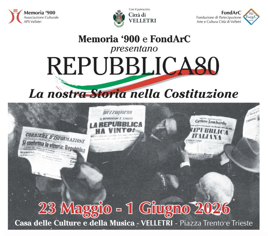 Velletri, al via Repubblica80: eventi e mostra per gli 80 anni della Repubblica Italiana