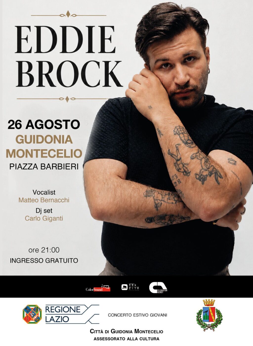 Guidonia Montecelio, il 26 agosto Eddie Brock in concerto in piazza Barbieri