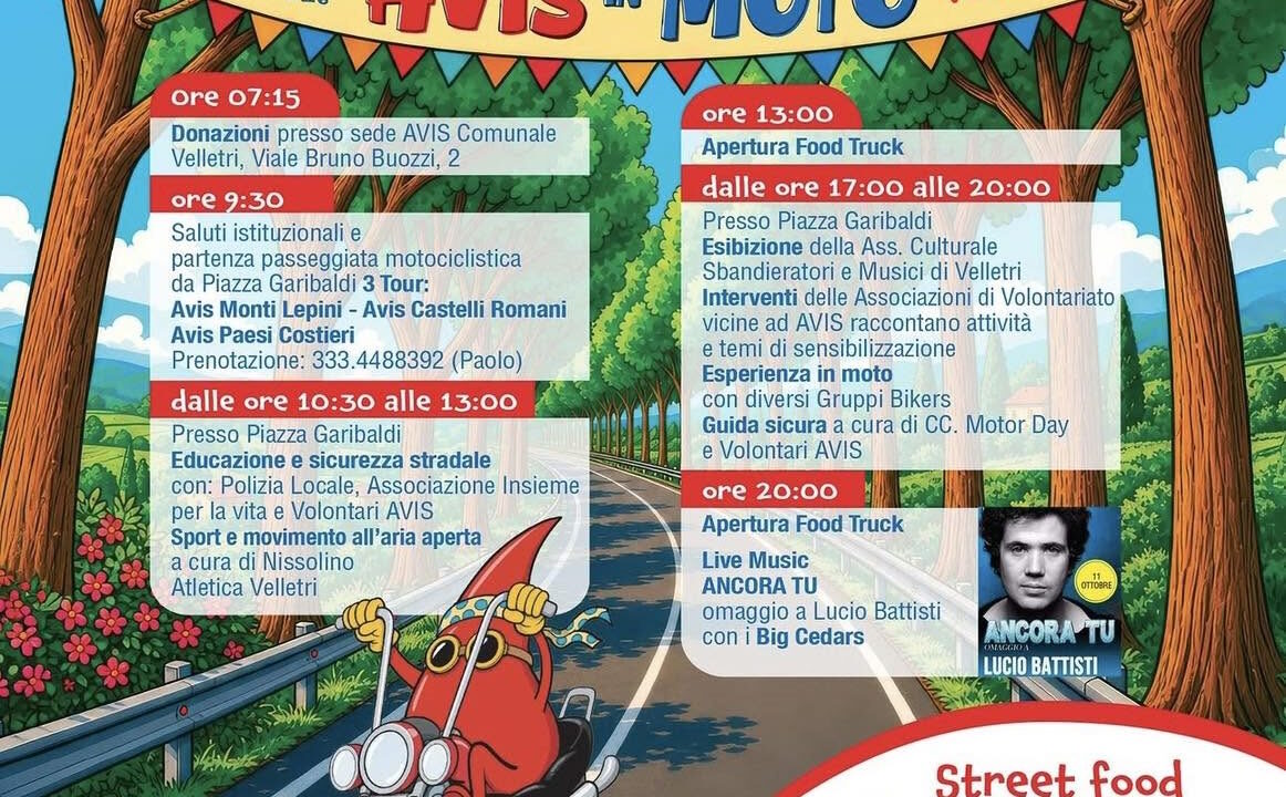 AVIS in Moto a Velletri, domenica 11 ottobre 2026