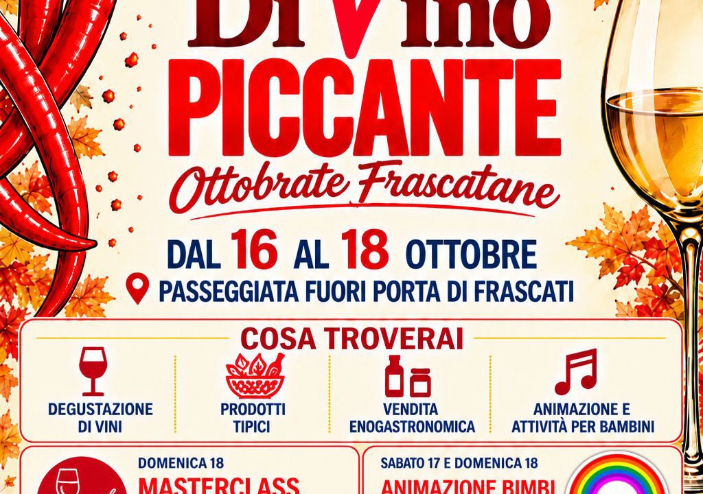 DiVino Piccante 2026 a Frascati, evento enogastronomico dal 16 al 18 ottobre
