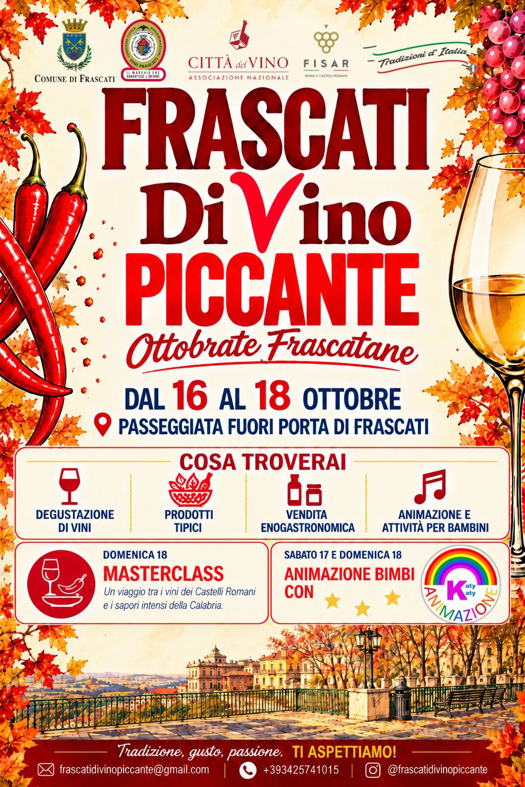 DiVino Piccante 2026 a Frascati, evento enogastronomico dal 16 al 18 ottobre