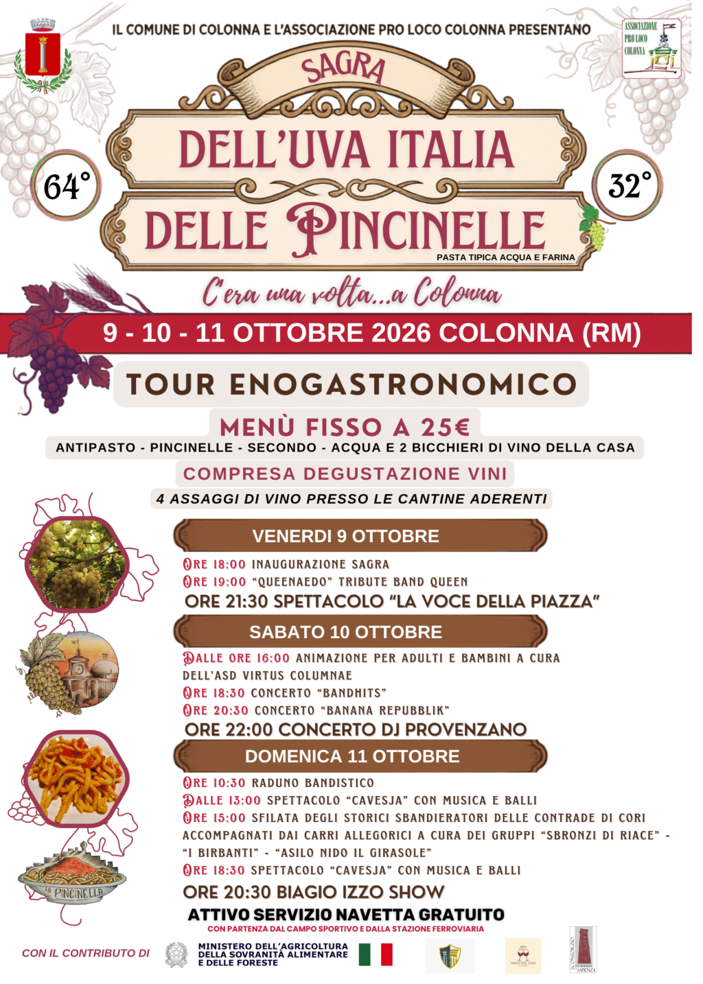 Sagra dell’Uva Italia e delle Pincinelle Colonna 2026