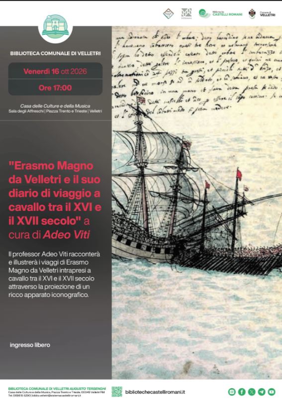 Erasmo Magno da Velletri, il diario di viaggio: conferenza in Biblioteca