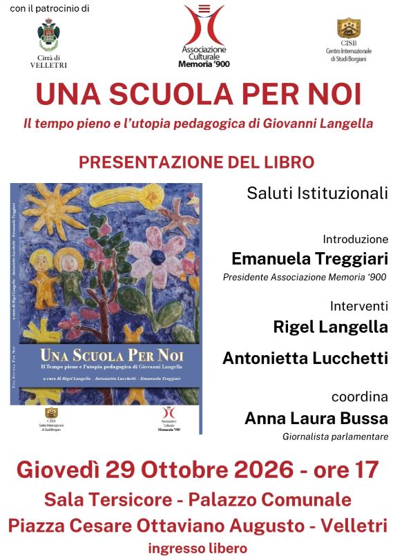 Velletri, presentazione del libro “Una scuola per noi”