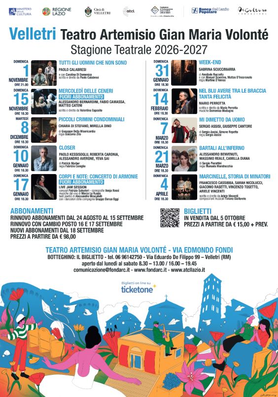 Stagione teatrale 2026-2027 del Teatro Artemisio-Gian Maria Volonté di Velletri