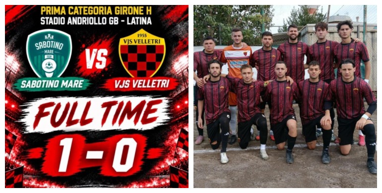 Vjs Velletri sconfitta 1-0 contro l'Academy Sabotino Mare in Prima Categoria